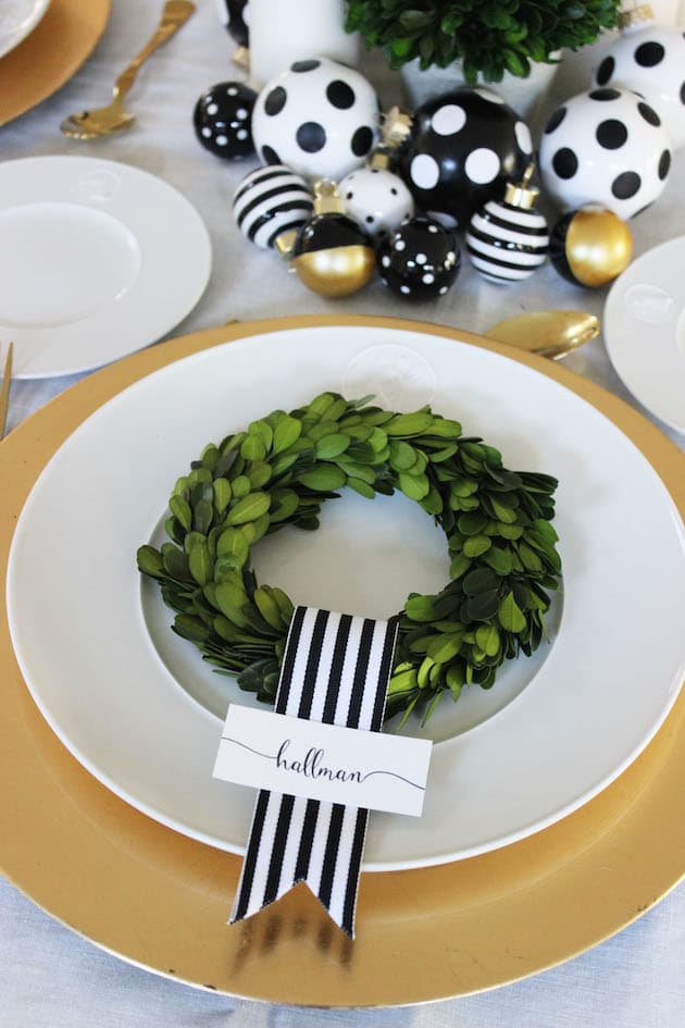 table noel blanc et or sapin