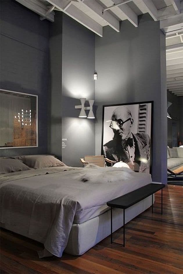 chambre masculine matiere peinture parquet
