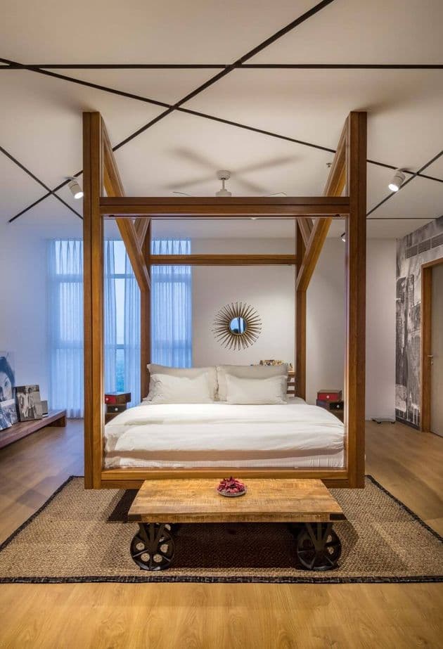 lit suspendu chambre melange de style
