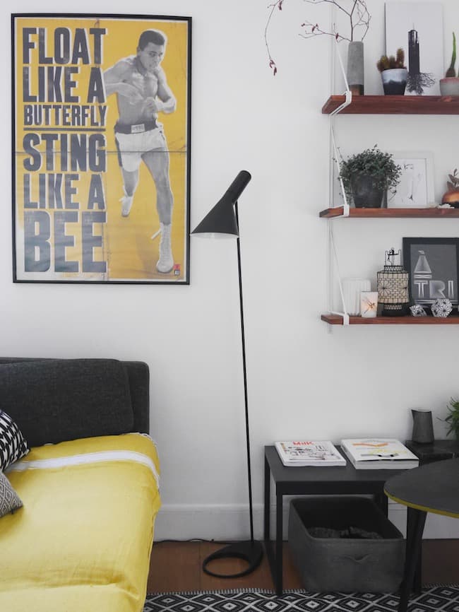 decoration scandinave minimaliste vintage et retro salon noir