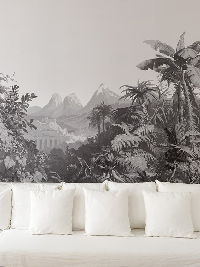 papier peint colonial noir blanc pied-à-terre parisien - blog déco - Clem Around The Corner