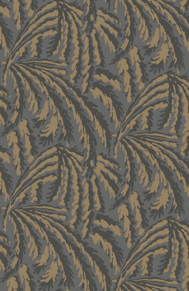 shauna dennison papier peint végetal art déco dark grey and gold - blog déco - clem around the corner