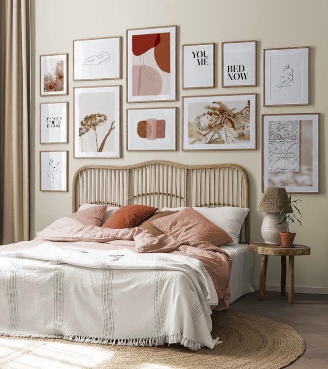 décoration nuance rouge rose orange chambre lit rotin