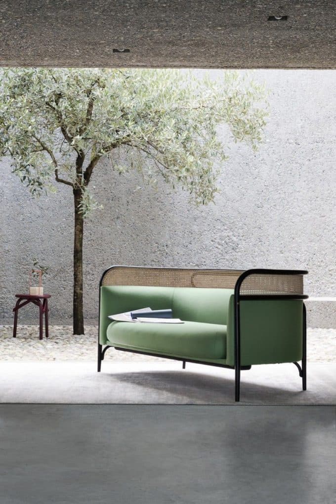 vert loft béton mur canapé cannage blog déco clemaroundthecorner.com