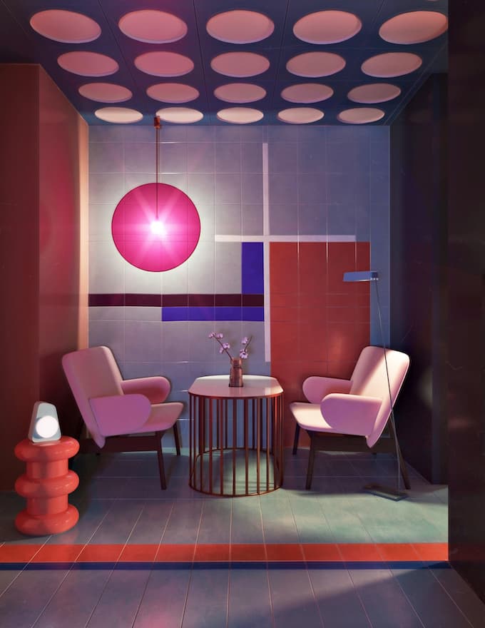 daria zinovatnaya blog déco clemaroundthecorner salon rose blush color block ukraine décoration