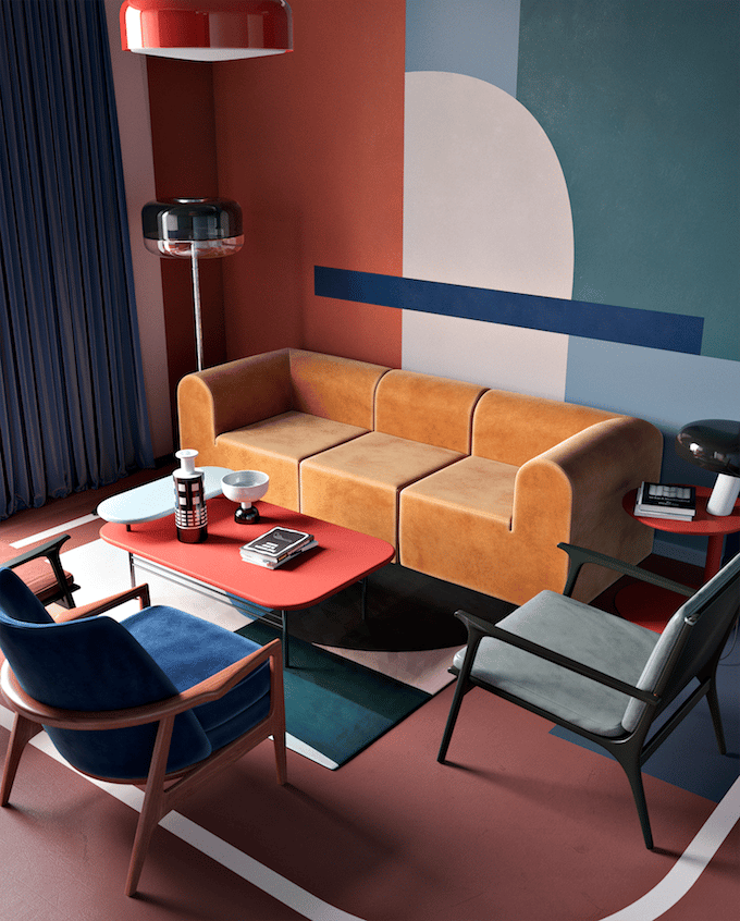 daria zinovatnaya blog déco clemaroundthecorner salon original couleurs coloré design color block
