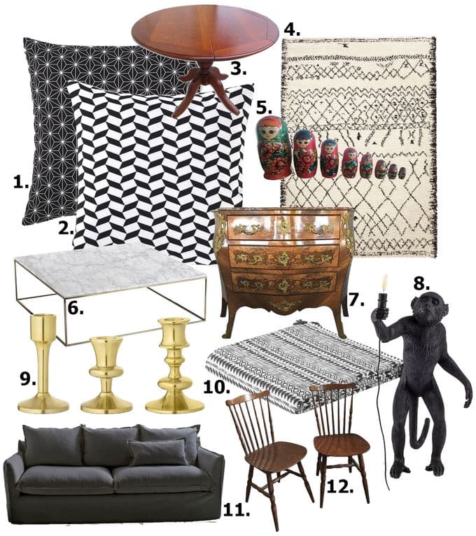 déco en noir et blanc shopping liste blog déco clem around the corner