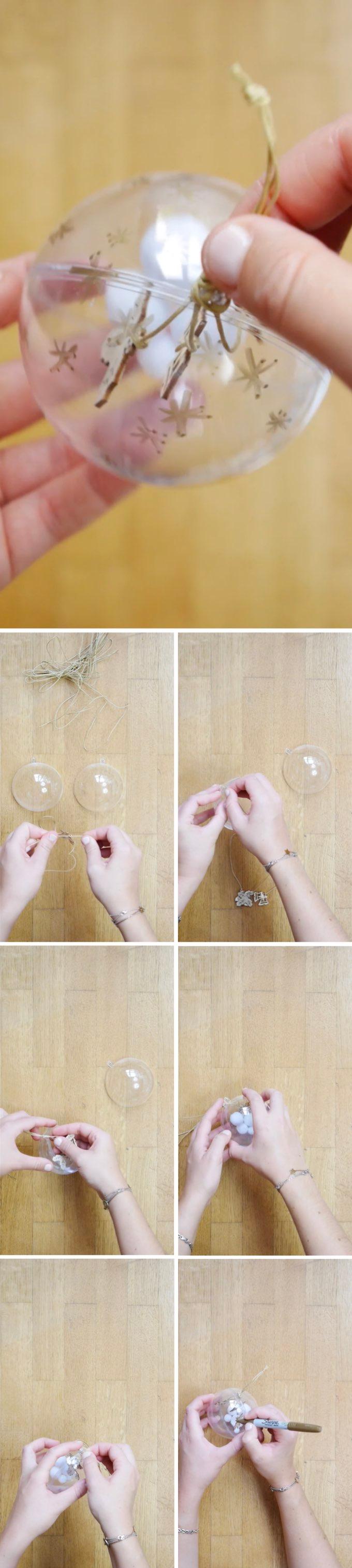 boules de noël diy création suspensions bois hygge cordelette blog déco clem around the corner
