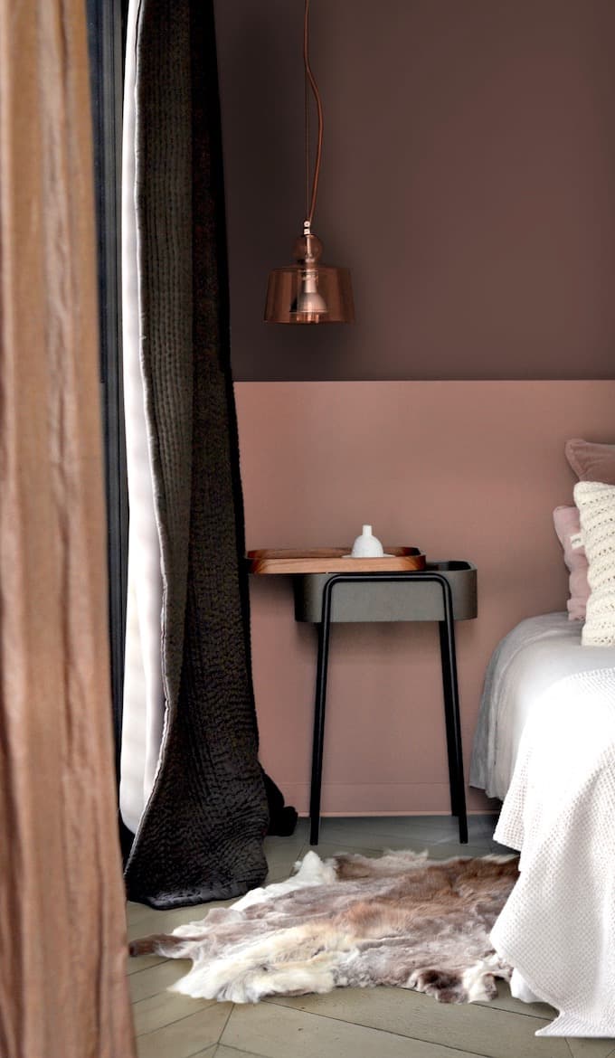 Peinture écologique avis Pure & Paint décoration chambre mur bicolore vieux rose - blog deco - clem around the corner