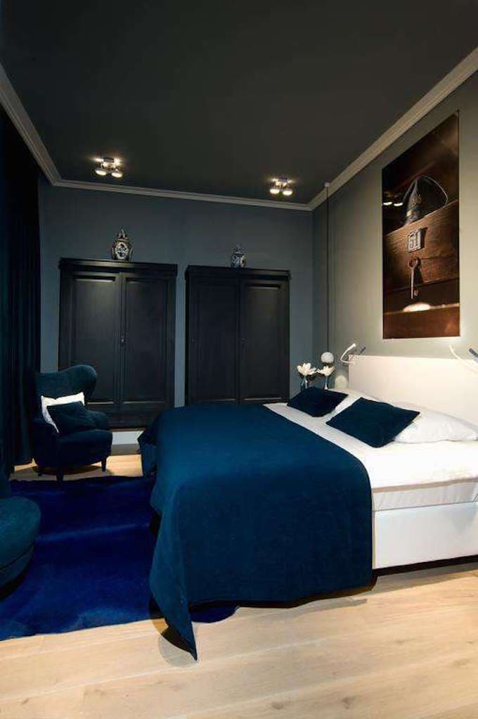 blog déco chambre design contemporain vintage bleu marine velours