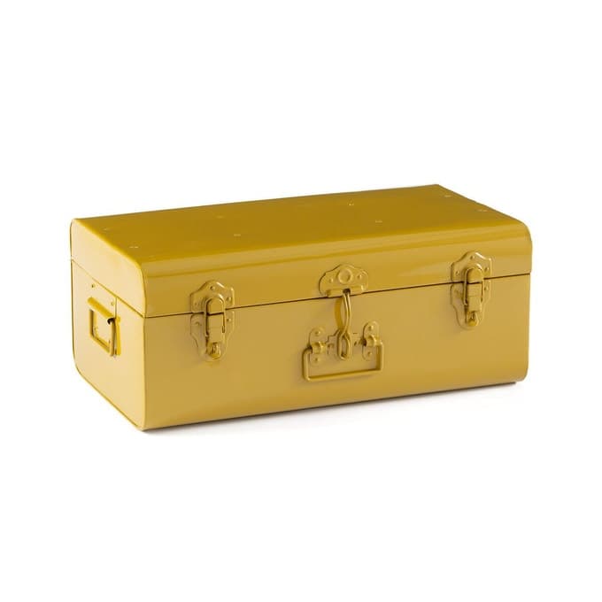 malle métal retro vintage déco jaune