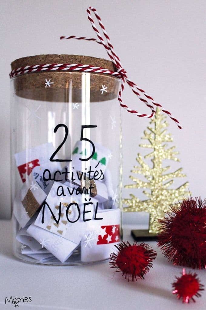 bocal verre ficelle rayée rouge blanche deco noël