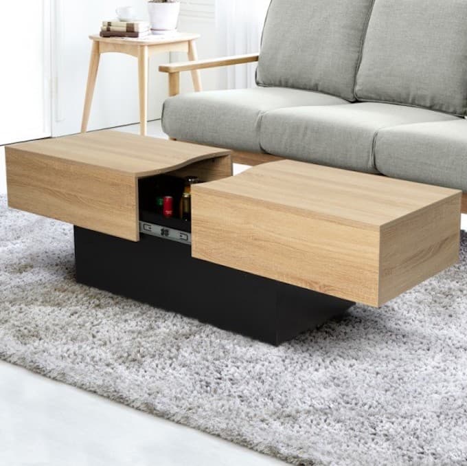 table basse coulissante bois noir idée deco sobre