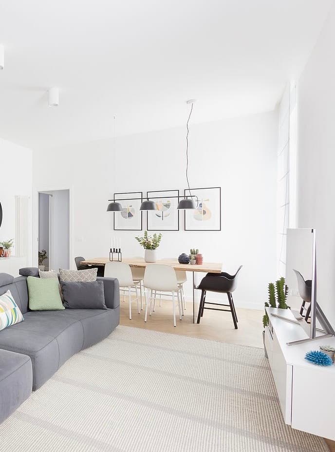 salon blanc scandinave canapé modulable gris anthracite sans pied Frascati