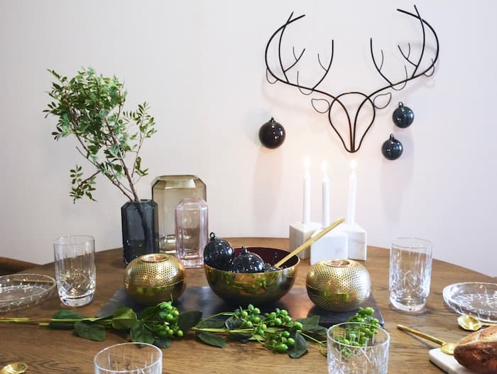 Table Noel bleu et dore ClemAroundTheCorner.com