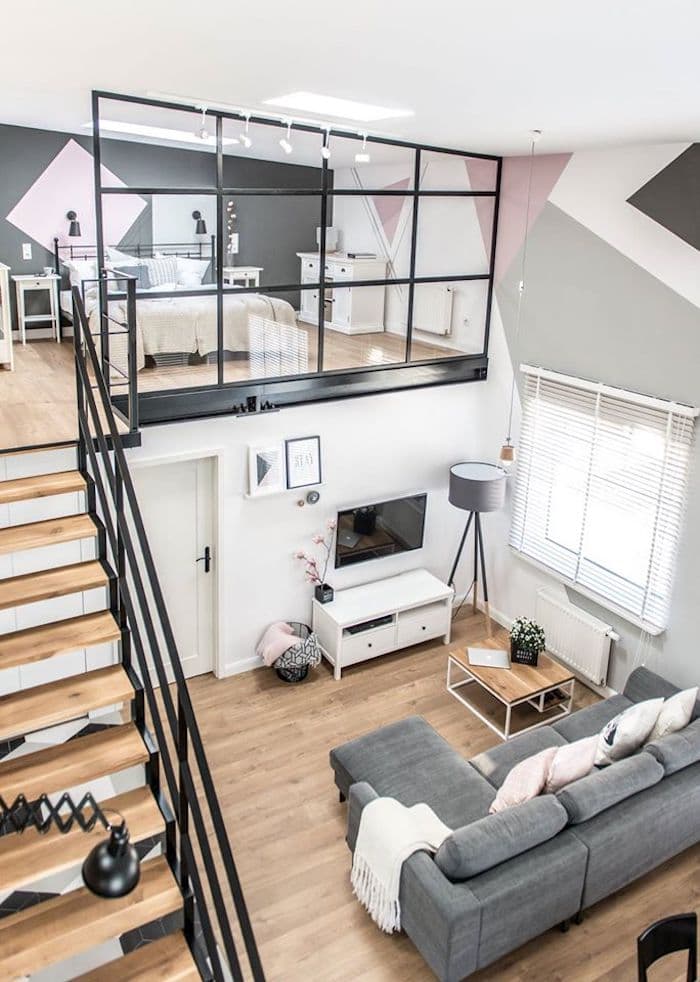 loft scandinave style industriel salon verriere