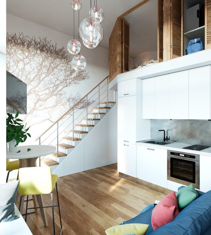 comment aménager un escalier placard dans un studio duplex