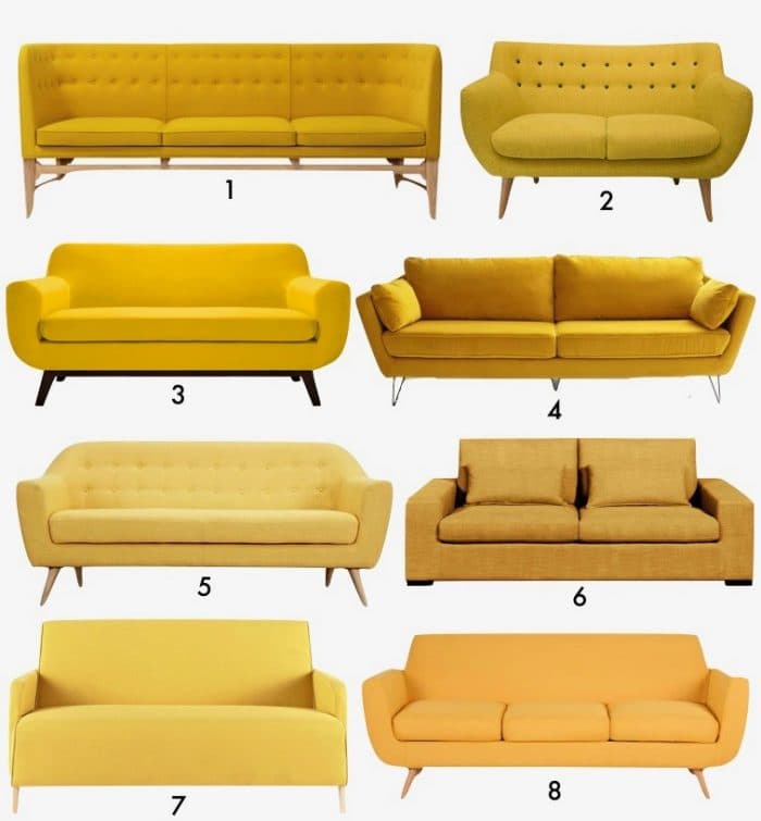canapé jaune style retro vintage design decoration blog deco clem around the corner