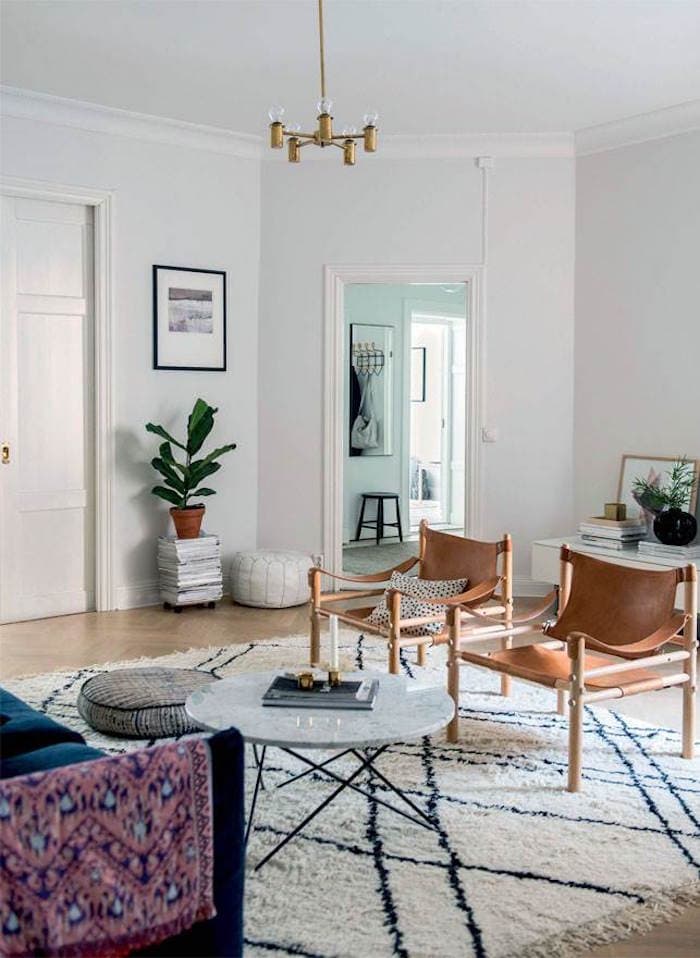 appartement familial suédois salon retro scandi japonais