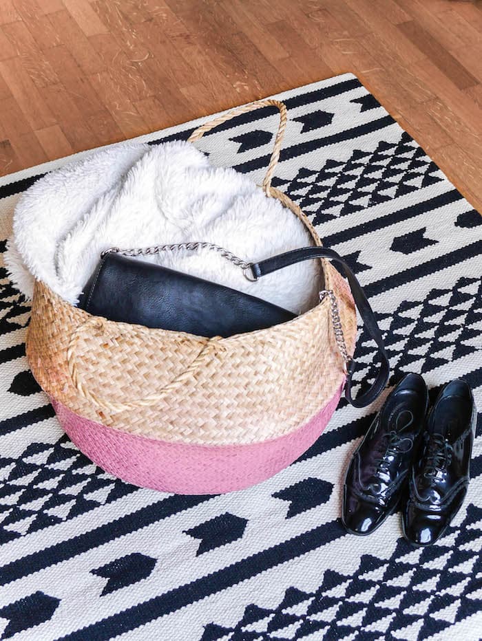 tendance rose poudre blush panier tapis parquet diy tuto