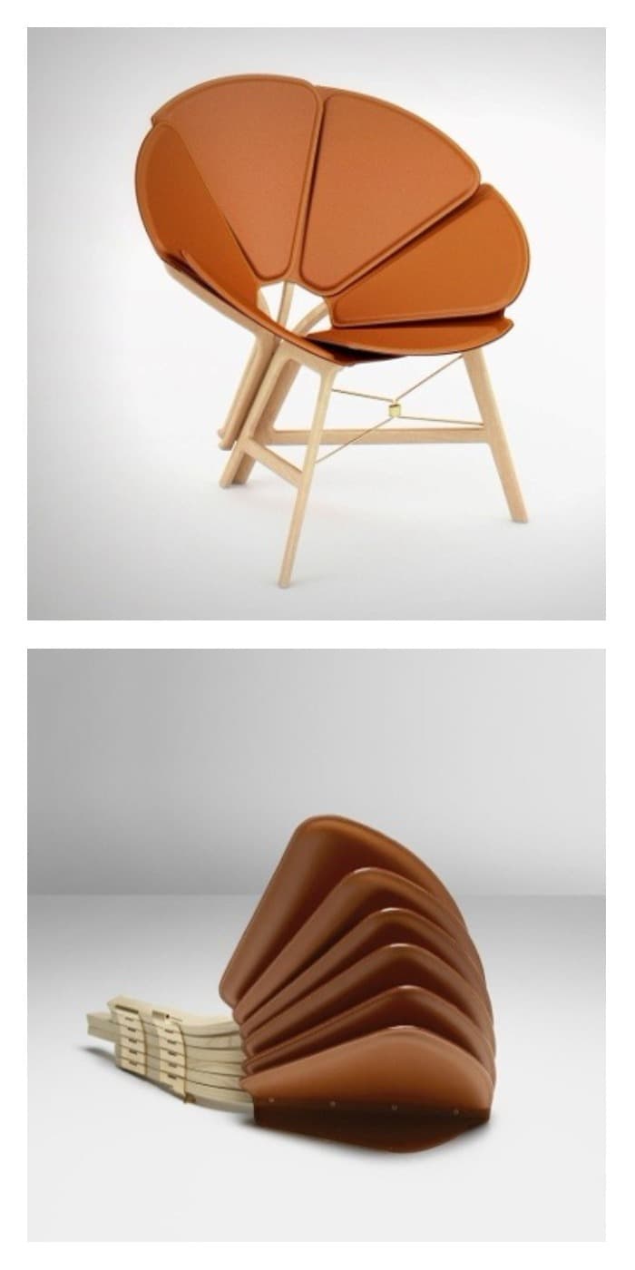 Fauteuil éventail louis vuitton cuir Concertina Raw Edges