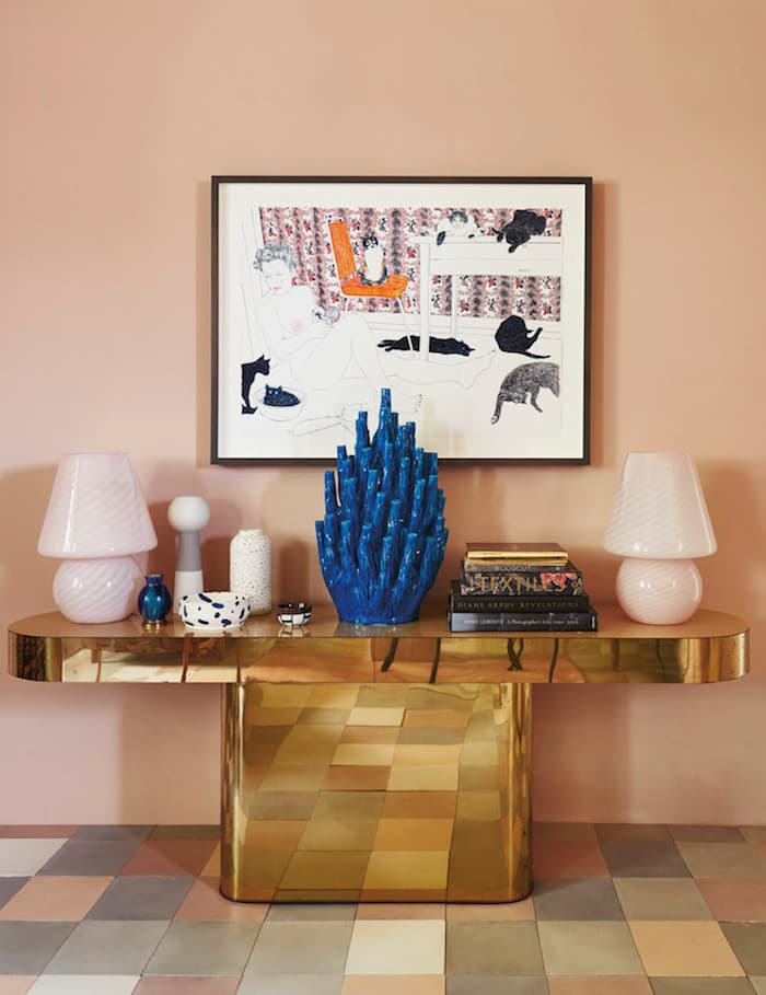 ancienne ferme rénovée meuble art deco laiton console buffet