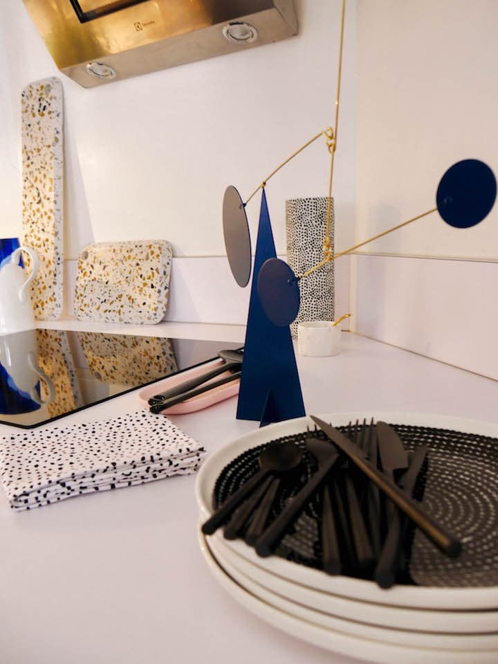 mobile sur pied decoration bleu canard cuisine