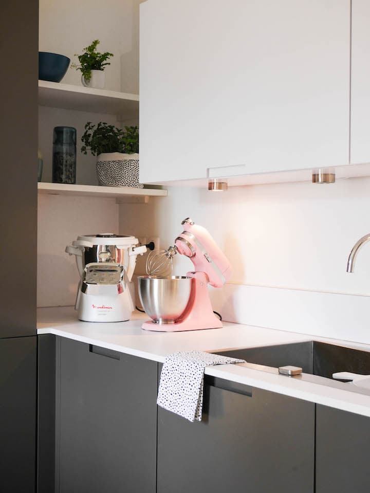 cuisine grise et blanche moderne design en l