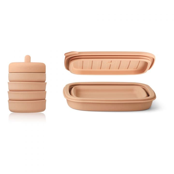 gourde box boite silicone rose pliable amovible rangement facile pratique repas chaud froid