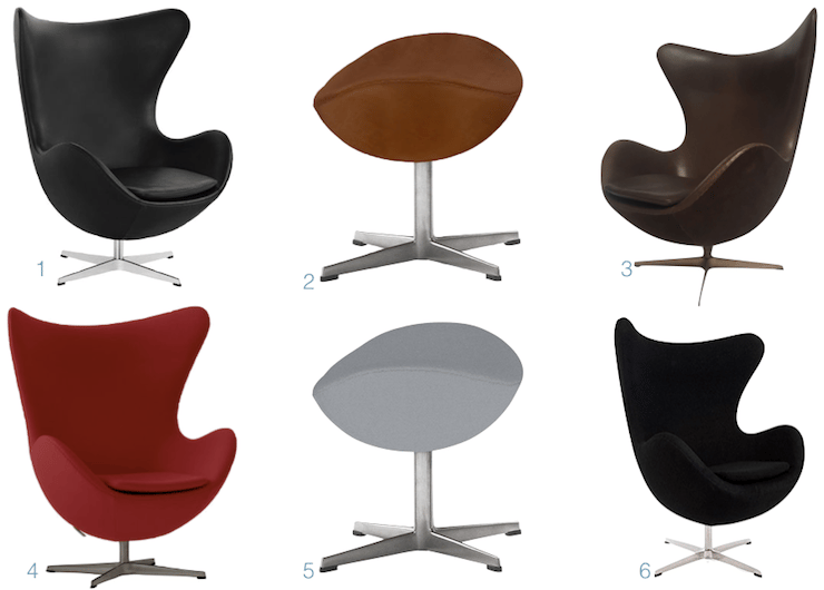 fauteuil egg chair Arne Jacobsen tissu cuir
