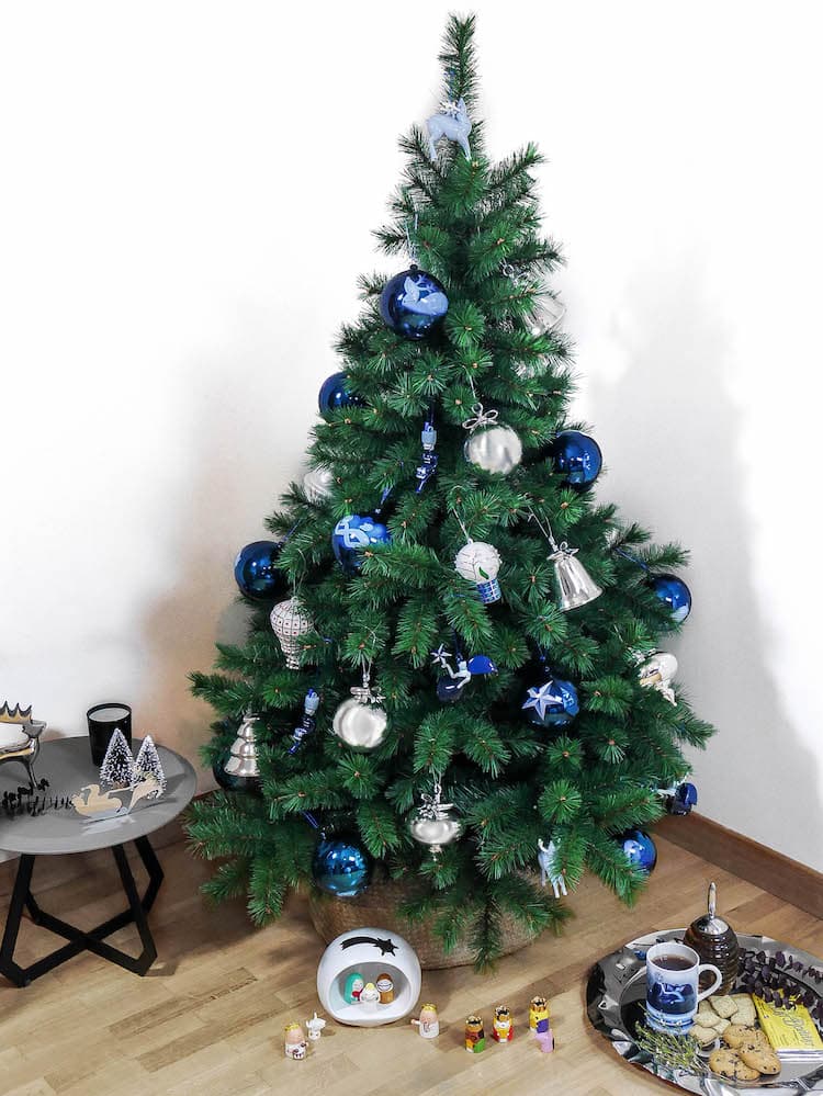 alessi sapin de noel bleu et argent