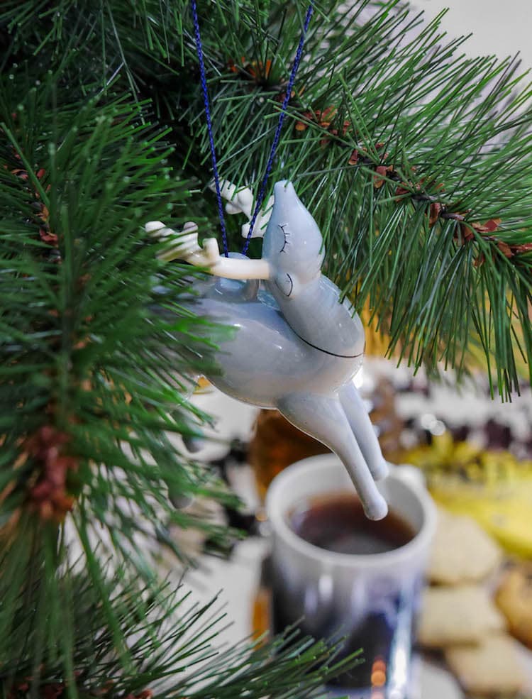 boule alessi sapin de noel bleu et argent