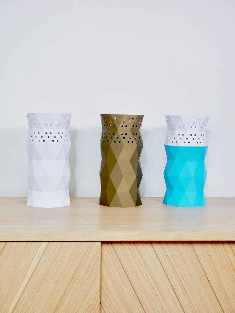 cache pot vase imprimante 3D bleu blanc cuivre - blog déco - clem around the corner