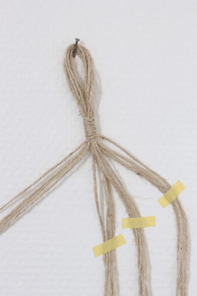 réaliser noeud torsadé étape corde pour tissage murale décoratif
