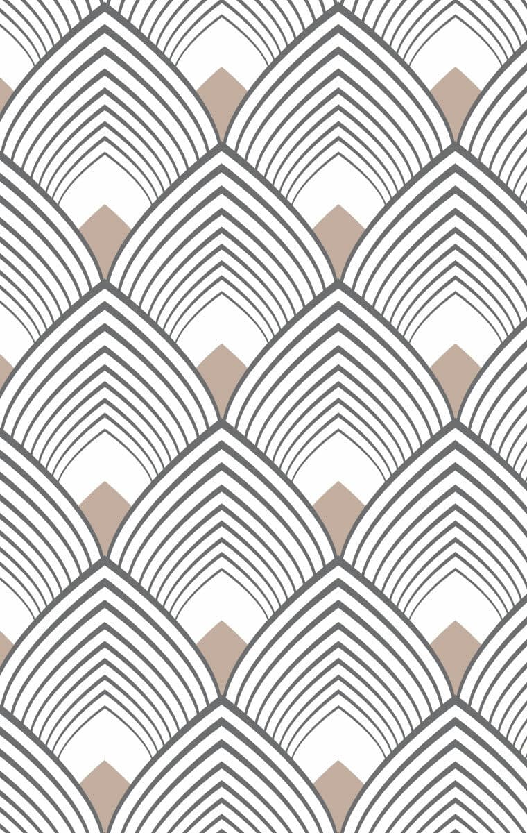 motif néo art déco éventail chevron palmier or beige noir