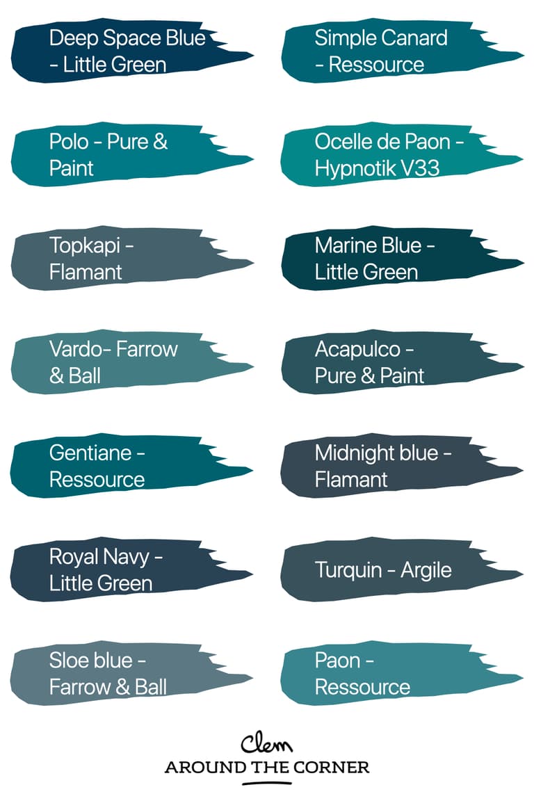 nuancier couleur bleu canard référence Pantone peinture murale intérieur