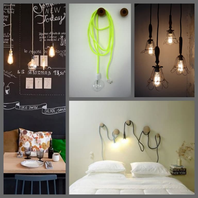 Sélection de lampes baladeuses colorées dans un intérieur