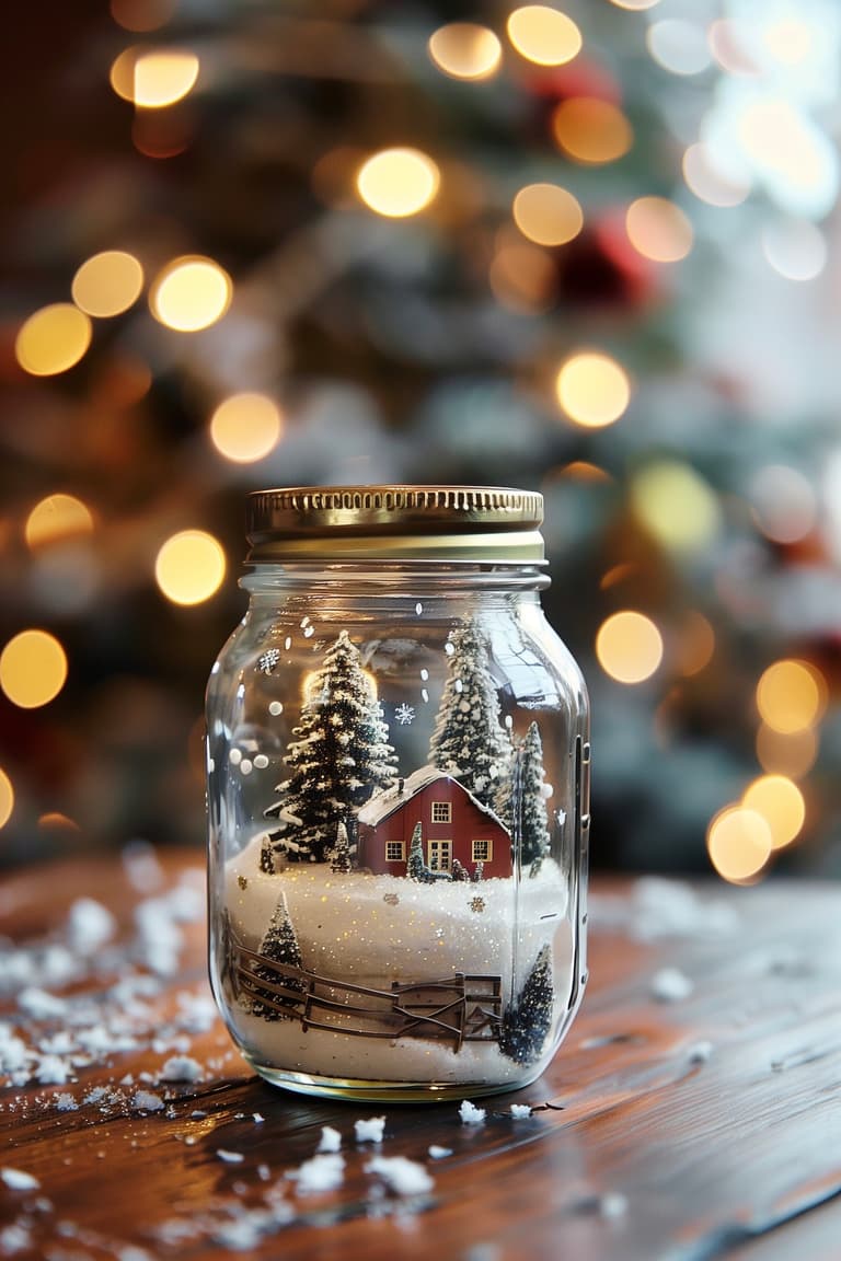 idée mini décor Noël boule à neige verre