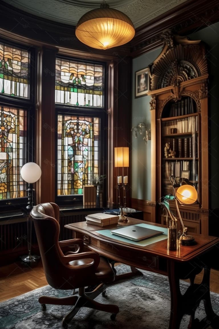 espace bureau dirigeant style Art Nouveau caractéristiques