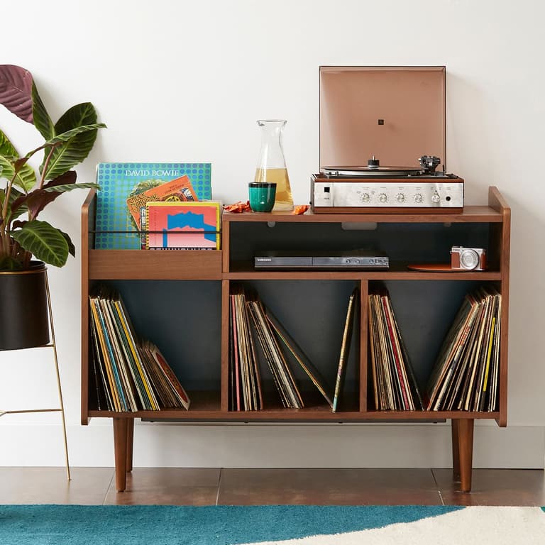 meuble vinyle pas cher bois design retro vintage pied métal