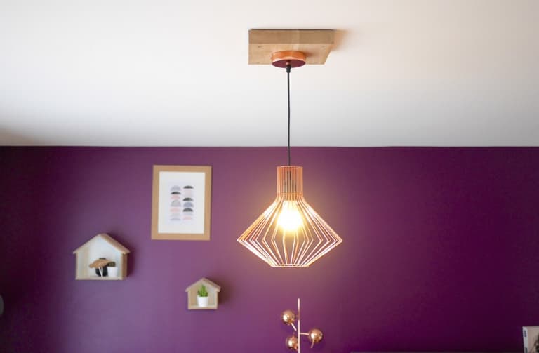 plafoonier cuivre et bois diy