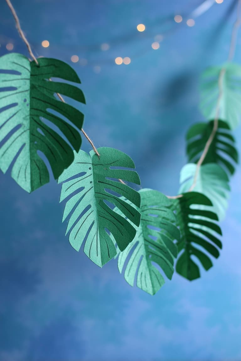 guirlande déco nature diy feuilles monstera papier