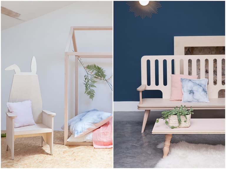 ancienne boutique déco à Biarritz avec table en bois, suspensions et objets pour la maison