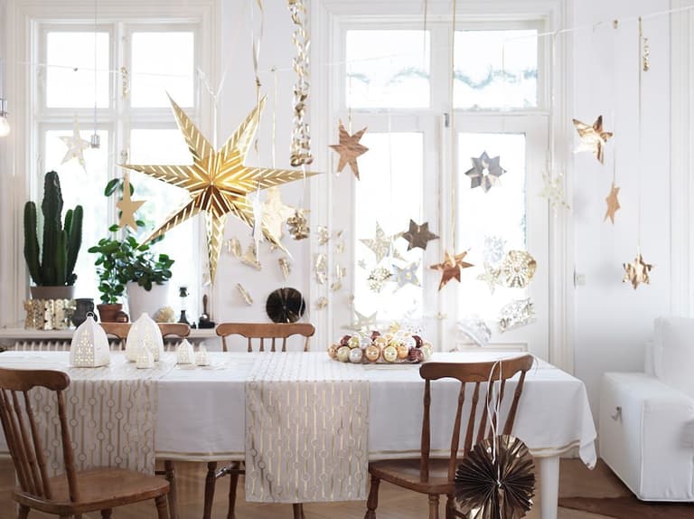 table noel blanc et or sapin