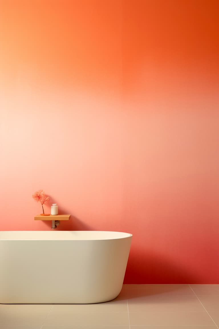 salle de bains peinture dégradé surprenant orange coral fushia