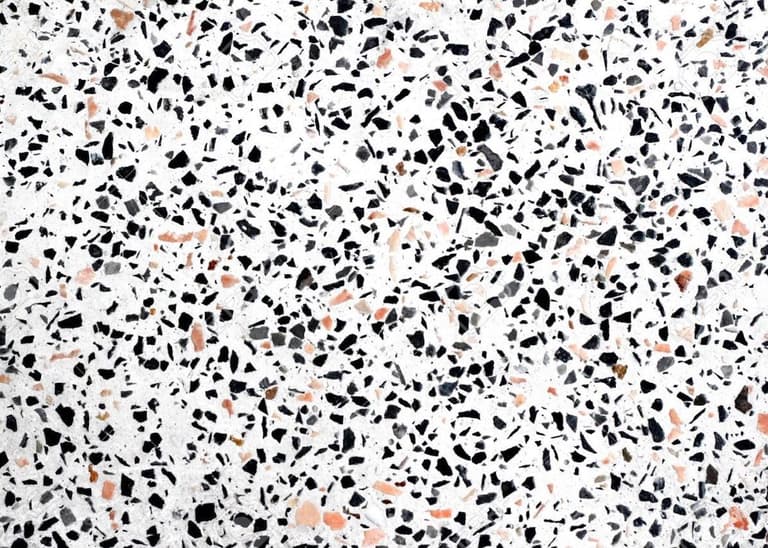 sol granito beton ciment avec incrustation pierre rouge orange