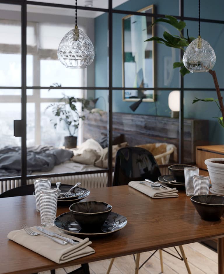 verriere loft mur bleu canard clemaroundthecorner.com