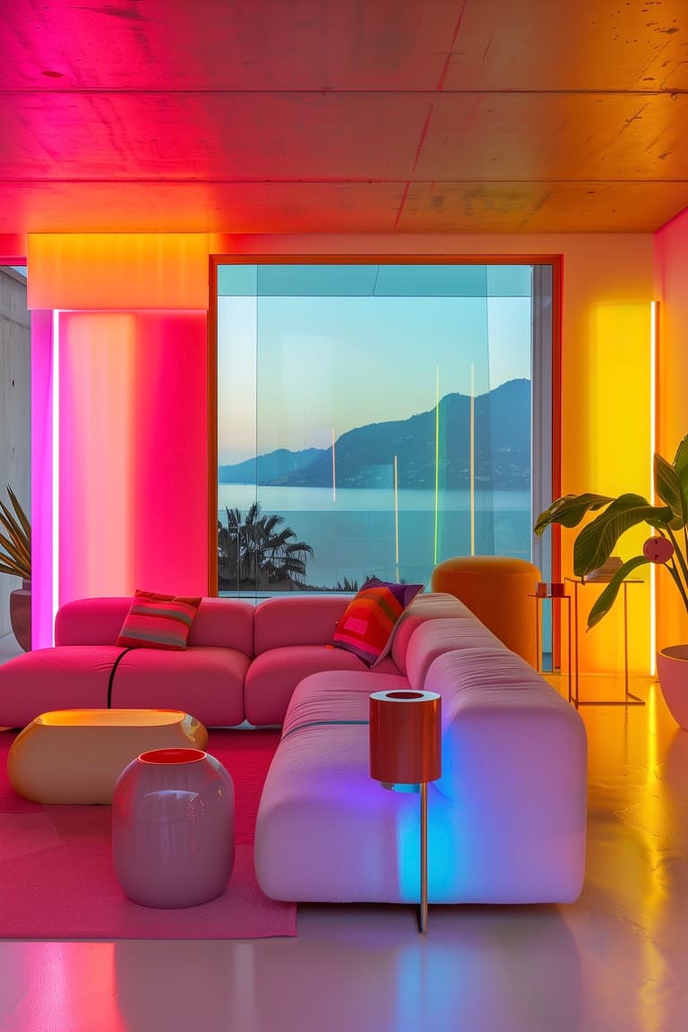 salon déco fluo néon tube lumineux
