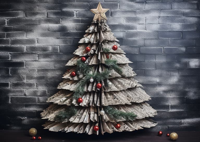 Noël écologique sapin mural papier journal - blog déco