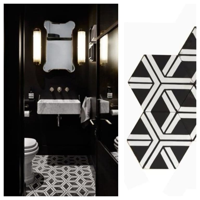 carreaux de ciment pas cher hexagonal noir blanc